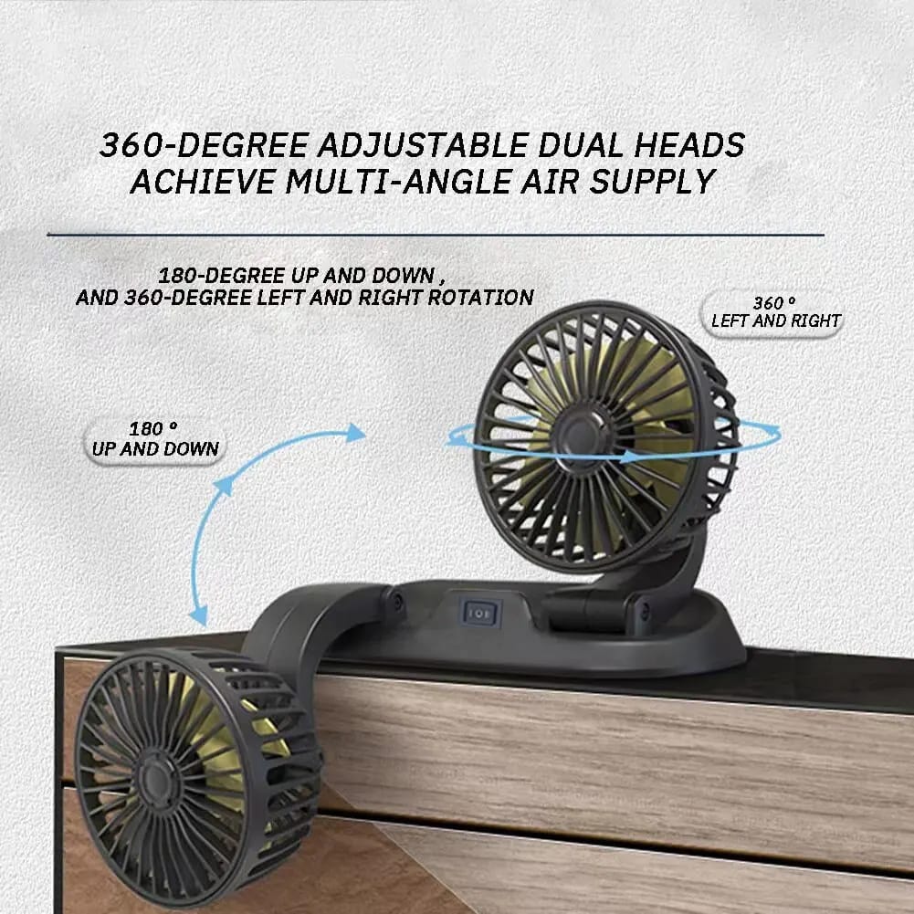 12v Car Dashboard cooling fan, dual head fan 360 degree rotation Fan for Cars(free shipping)